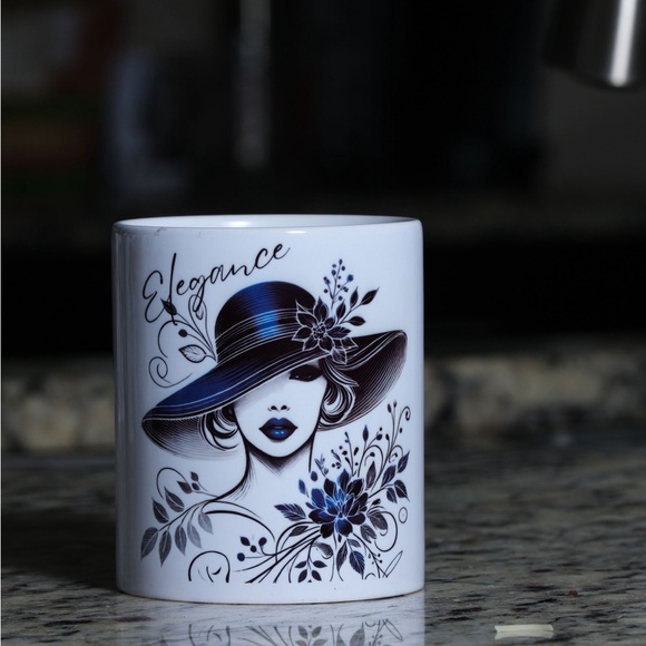 Custom Made Chic Lady with Floral Hat Ceramic Mug (11 oz) - Picture 1 of 5